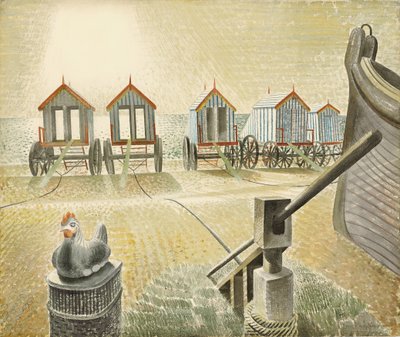 Aldeburgh bademaskiner, 1938 av Eric Ravilious