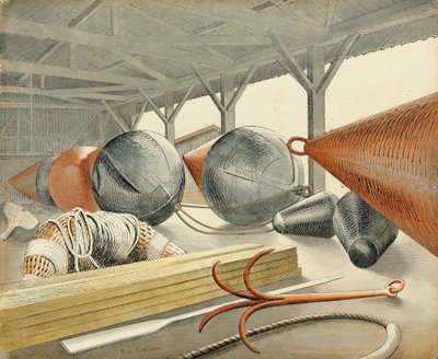 Bøyer og gripekrok, 1933 av Eric Ravilious