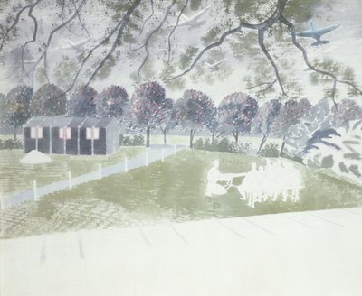 Demonstrerer en pistol av Eric Ravilious