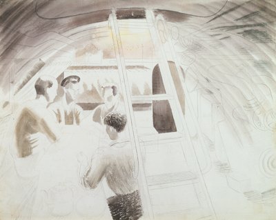 Men at Break (blyant og vask) av Eric Ravilious