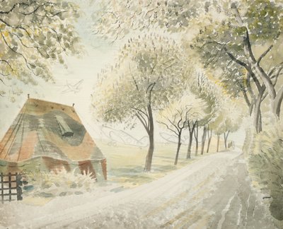 Vei ved en flyplass, ca. 1942 av Eric Ravilious