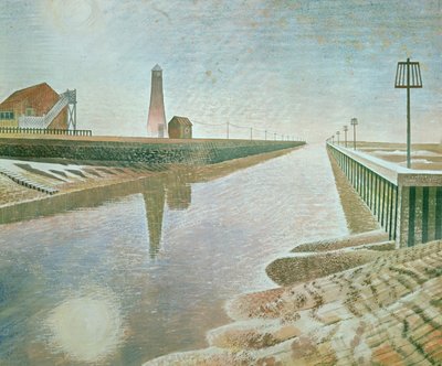 Rye Harbour, 1938 (blyant og wc på papir) av Eric Ravilious