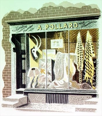 The Furrier, trykt av Curwen Press, fra High Street, av J.M. Richards, utgitt av Country Life, 1938 (sett med 24) av Eric Ravilious