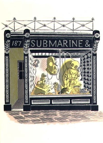 The Marine Suppliers, trykt av Curwen Press, fra High Street, av J.M. Richards, utgitt av Country Life, 1938 (sett med 24) av Eric Ravilious