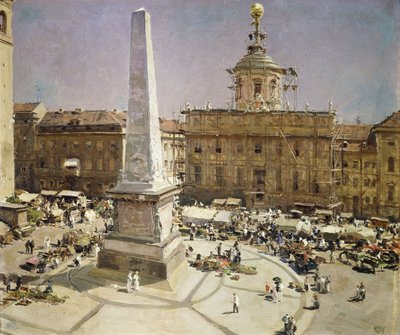 Piazza Santa Maria Maggiore, Roma (olje på lerret) av Erich Kips