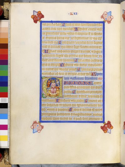 Helside: innrammet tekst med historisert initial #39;A#39;: Tornekronen (miniatyr) av Erich Lessing