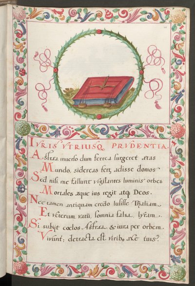 Helside: tekst med figurmedaljong og dekorativ ramme av Erich Lessing