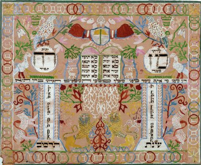 Mizrach, en dekorasjon hengt på veggene i en (papirutklipp) av Erich Lessing