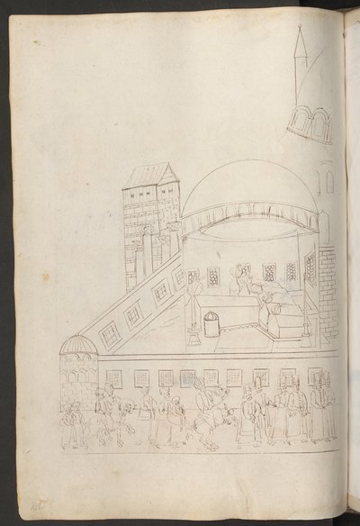 Penntegning: indre gårdsplass i en moské av Erich Lessing