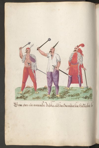 Tyrkiske soldater viser frem selvpåførte skader pådratt til ære for en pasha av Erich Lessing