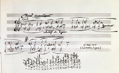 Detalj av musikalsk partitur av Sport og underholdning av Erik Satie av Erik Satie