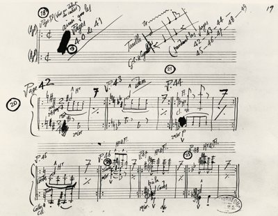 Håndskrevet manuskript av Parade, av Eric Alfred Leslie Satie (1866-1925), Frankrike av Erik Satie