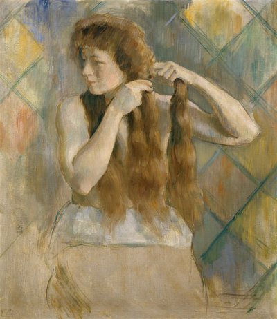 Braid The Hair (maleri) av Erik Theodor Werenskiold