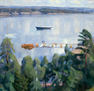 Utsikt fra Lysaker mot Bygdoy av Erik Theodor Werenskiold