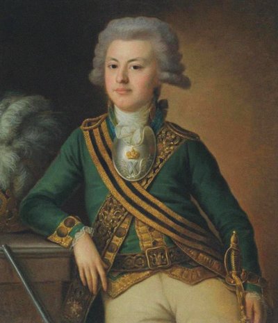 Portrett av Yakov Ivanovich Likhachov, andreløytnant for Semyonovsky Life-Guards Regiment, 1792 av Ermolay Dementyevich Kamezhenkov