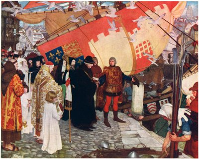John og Sebastian Cabots avgang fra Bristol i 1497, c1900-1930 av Ernest Board