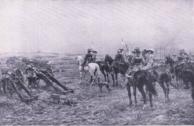 Prins Rupert ved slaget ved Marston, 2. juli 1644, illustrasjon fra British Battles on Land and Sea, 1915 av Ernest Crofts