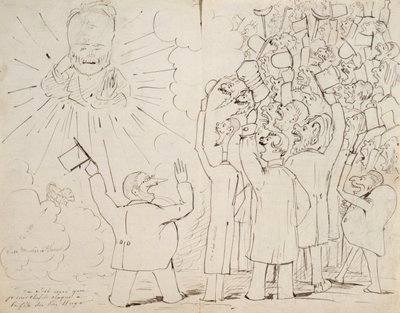 The Celebration for Old Hugo, karikatur av Victor Hugo (1802-85) fra et brev til Paul Verlaine, ca. 1880 av Ernest Delahaye