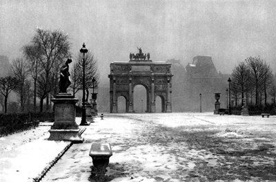 Tuileriene under snø og Carrousel Arch, Paris, 1931. av Ernest Flammarion