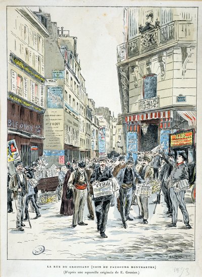 Utsikt over Rue de Croissant i det 11. arrondissementet i Paris, 1893 av Ernest Grenier