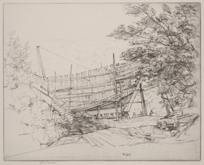 Skipsbygging (tørrpunkt) av Ernest Haskell