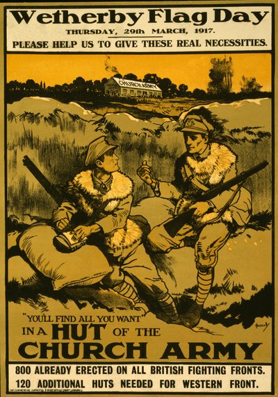Plakat for Wetherby Flag Day, torsdag 29. mars 1917, pub. 1917 av Ernest Hasseldine