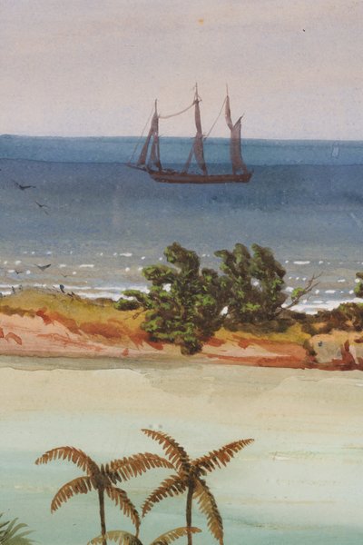 Detalj av Triptych of an Atoll, 1871 wc på papir av Ernest Henry Griset