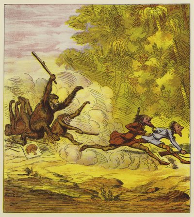 The Brothers Bold forfulgt av sinte gorillaer av Ernest Henry Griset