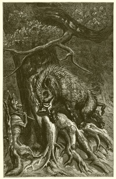 Reven og villsvinet av Ernest Henry Griset