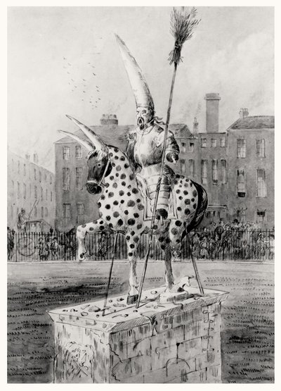 Statuen på Leicester Square, onsdag morgen 17. oktober 1866 (penn og blekk og wc på papir) av Ernest Henry Griset