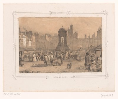 Utsikt over Fontaine des Innocents i Paris Fontaine des innocents (tittel på objekt) av Ernest Jaime