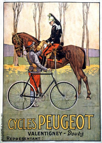 Hærens budbringer, Peugeot Advertising, ca. 1900 (plakat) av Ernest John Alexis Vulliemin