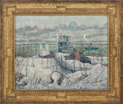 Naust, Winter, Harlem River, ca. 1916 av Ernest Lawson