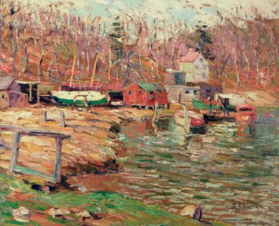 Harlem River Scene (olje på masonitt) av Ernest Lawson
