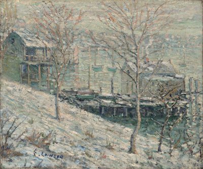 Harlem River Vinterscene, ca. 1910 av Ernest Lawson