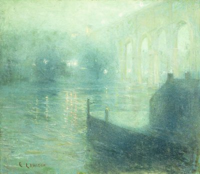 Harlem River om natten av Ernest Lawson