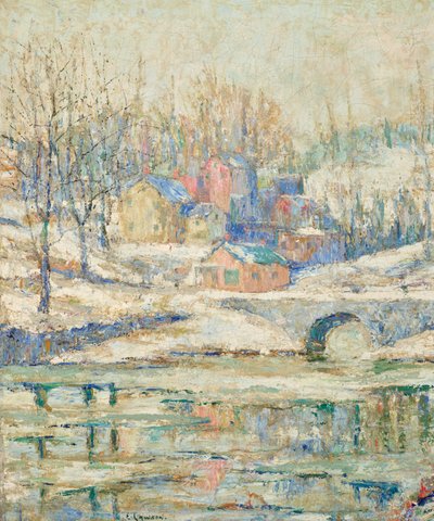 Tibbett#39;s Creek – Vinter (olje på lerret) av Ernest Lawson