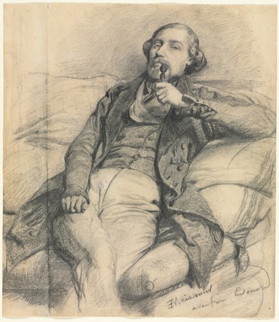 Mann som røyker, 1800-tallet. av Jean Louis Ernest Meissonier