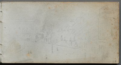 Skissebok, side 01: Gatescene, 1905-10. av Jean Louis Ernest Meissonier