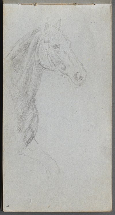 Skissebok, side 07: Studie av en hest. av Jean Louis Ernest Meissonier