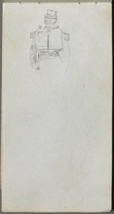 Skissebok, side 08: Studie av en soldat bakfra. av Jean Louis Ernest Meissonier