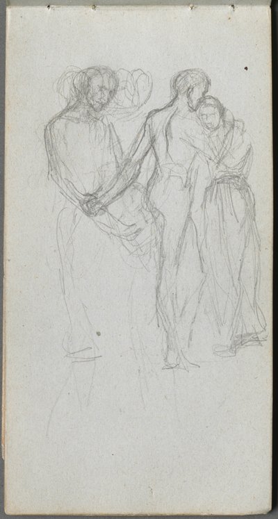 Skissebok, side 10: Figurer som omfavner av Ernest Meissonier