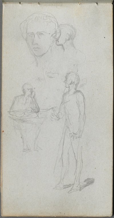 Skissebok, side 12: Flere figurer. av Jean Louis Ernest Meissonier