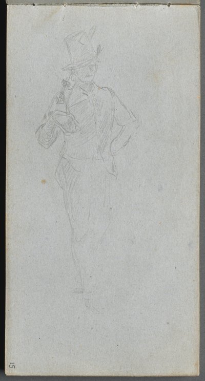 Skissebok, side 15: Study of a Soldier. av Jean Louis Ernest Meissonier