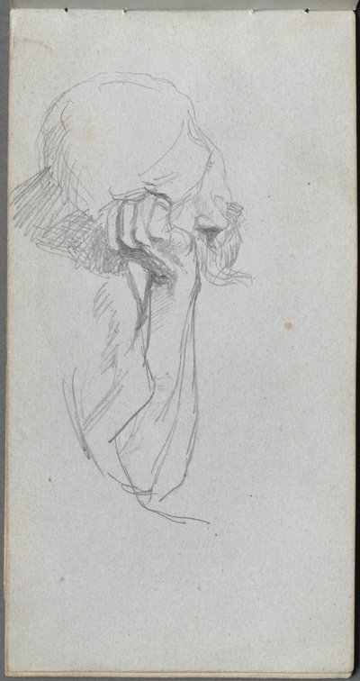 Skissebok, side 16: Melankolsk figur . av Jean Louis Ernest Meissonier