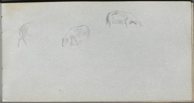 Skissebok, side 20: Dyrestudier. av Jean Louis Ernest Meissonier