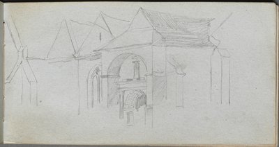 Skissebok, side 22: Arkitekturstudie. av Jean Louis Ernest Meissonier