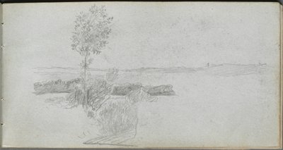 Skissebok, side 28: Landskapsstudie av Ernest Meissonier
