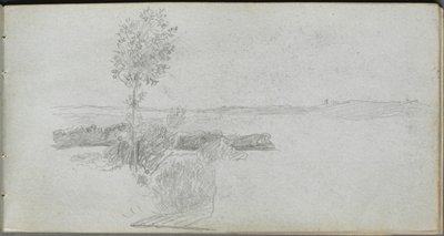 Skissebok, side 28: Landskapsstudie. av Jean Louis Ernest Meissonier
