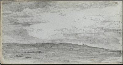 Skissebok, side 34: Landskapsstudie. av Jean Louis Ernest Meissonier